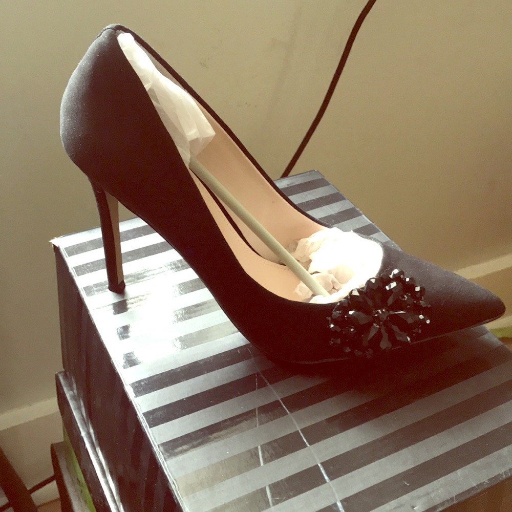 Victoria’s Secret embellished black suede heels